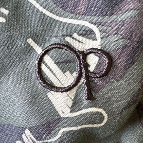 Op Men's SZ XL Swim Suit Trunks Hawaiian Green & Tan Elastic/Tie Waist, Pocket - Picture 3 of 11